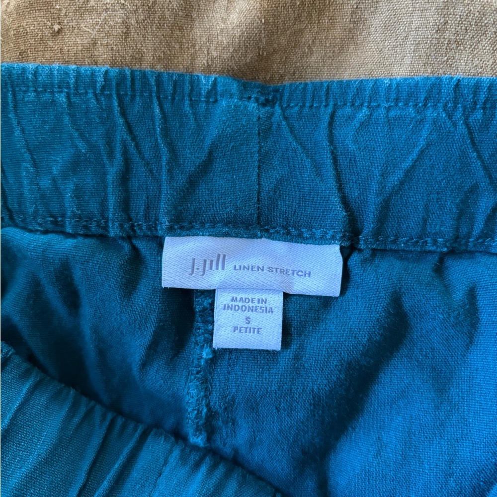 J. Jill Teal Wide Leg Linen Stretch Pants - Picture 4 of 4